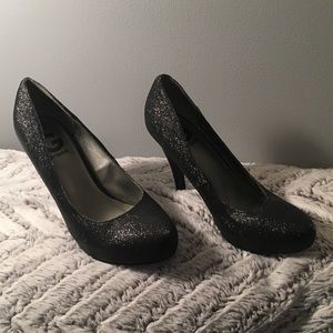 G By Guess Black Glitter Heels